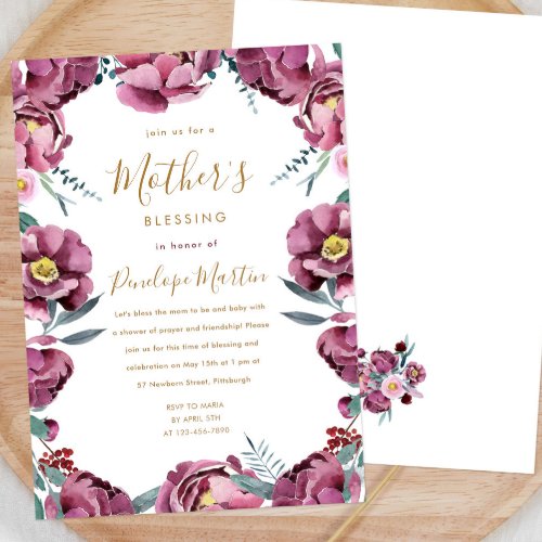 Floral Christian Mother and Baby Blessing Party  Invitation