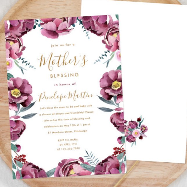 Floral Christian Mother and Baby Blessing Party  Invitation (Creator Uploaded)