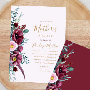 Floral Christian Mother and Baby Blessing Party  Invitation