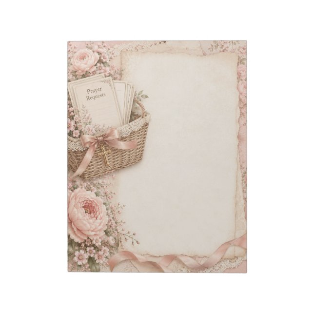 Floral Christian Prayer Request Notepad (Rotated)