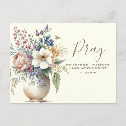 Floral Christian  Prayer Scripture Verse Postcard