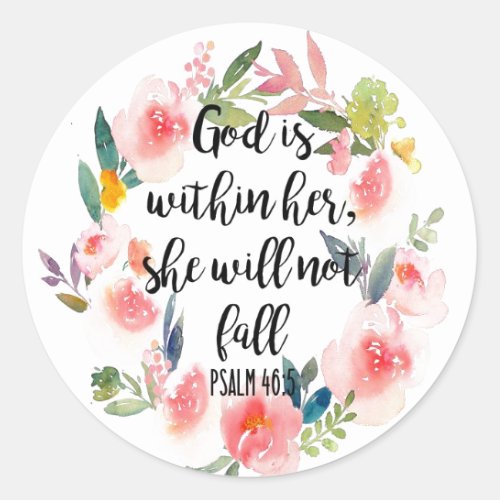 Floral Christian Psalms Bible Scripture Classic Round Sticker