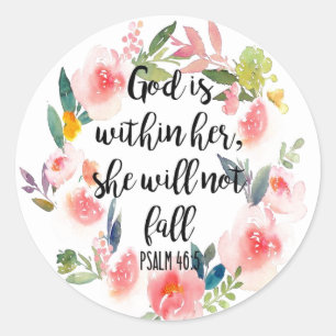 Floral Christian Psalms Bible Scripture Classic Round Sticker