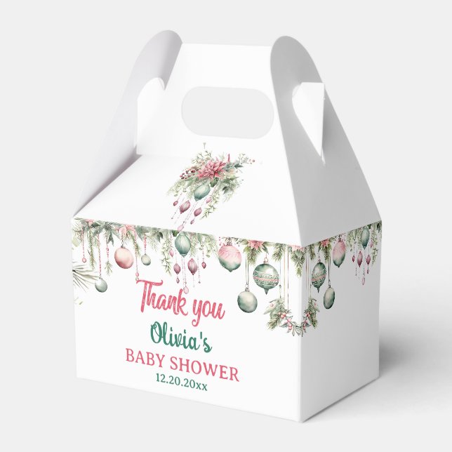 Floral Christmas Baby Shower Party Favor Box (Front Side)