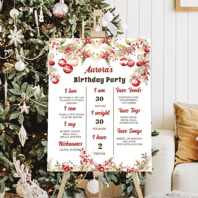 Floral Christmas Birthday Party Milestone Board (Creator Uploaded)