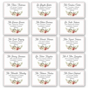 Floral Christmas Card Individual Shipping Address Sticker