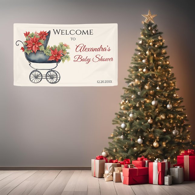 Floral Christmas Carriage Baby Shower Banner (Creator Uploaded)
