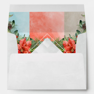 Floral Christmas Color Block Return Address Envelope