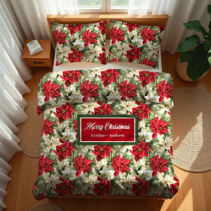 Floral Christmas Duvet Chic Red Green Gift Cover