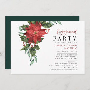 Floral Christmas Engagement Elegant Party Invitation