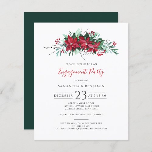 Floral Christmas Engagement Party Berries Invite