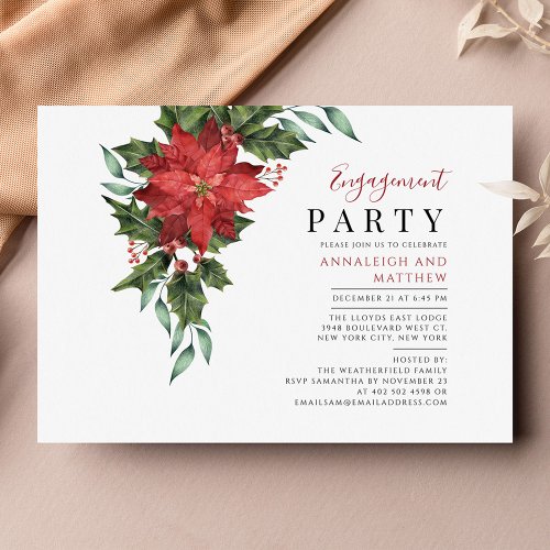 Floral Christmas Engagement Party Invitation