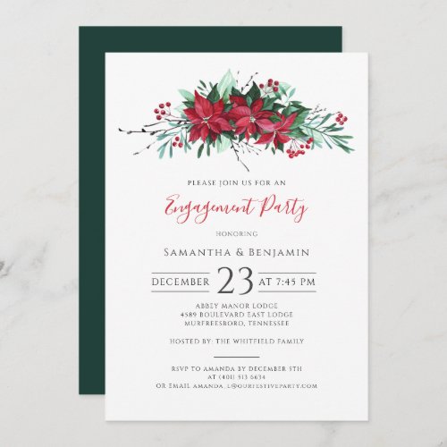 Floral Christmas Engagement Party Winter Berries Invitation