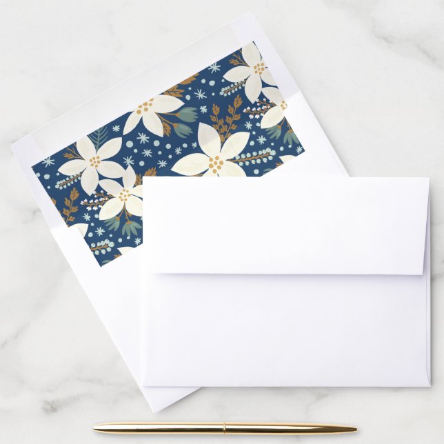 Floral Christmas Envelope Liner (Desk)