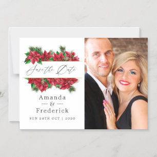 Floral Christmas Geometric Wedding Save the Date Magnetic Invitation