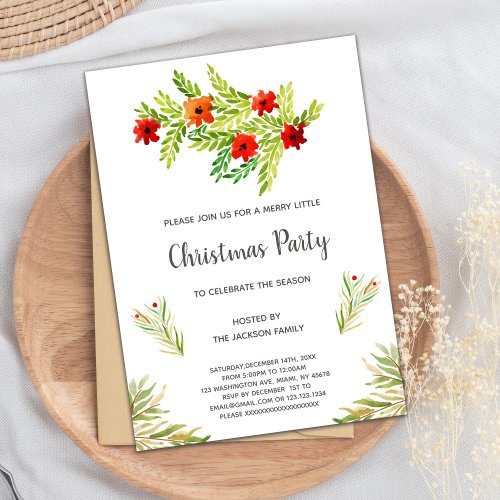 Floral Christmas Invitations