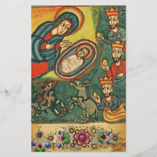 FLORAL CHRISTMAS PARCHMENTADORATION OF MAGI STATIONERY