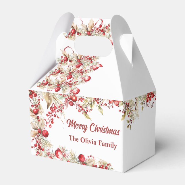 Floral Christmas Party Favor Box (Front Side)