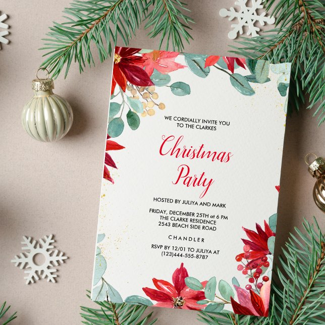 Floral Christmas Party Invitation (Creator Uploaded)