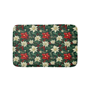 Floral Christmas Pattern Bath Mat