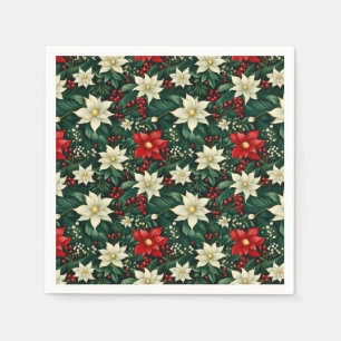 Floral Christmas Pattern Napkins
