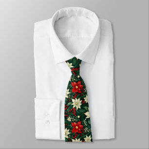 Floral Christmas Pattern Neck Tie