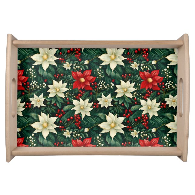 Floral Christmas Pattern  Serving Tray (Front)