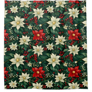 Floral Christmas Pattern  Shower Curtain