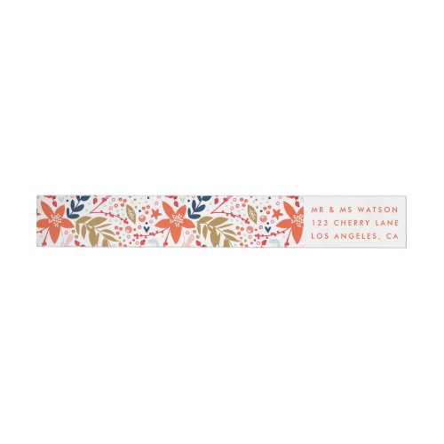 Floral Christmas Pretty Holiday Address Label