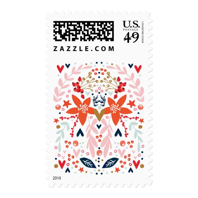 Floral Christmas Pretty Holiday Stamp