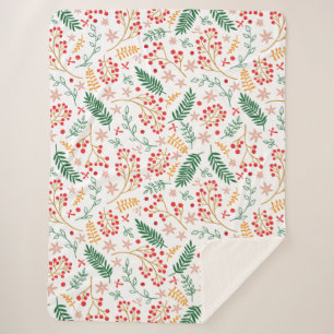 Floral Christmas Sherpa Blanket