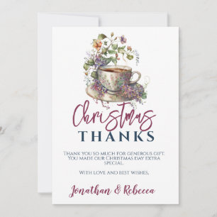 Floral Christmas Tea Thank You Card