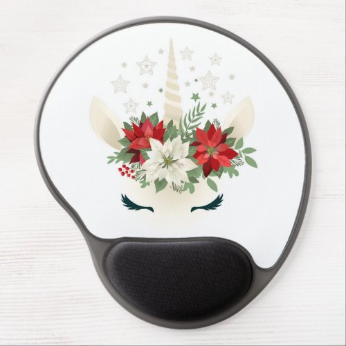 Floral Christmas Unicorn  Merry Christmas Gel Mouse Pad
