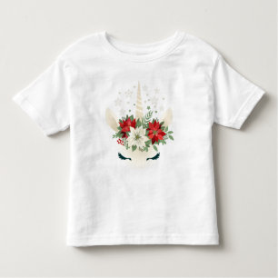 Floral Christmas Unicorn Toddler T-shirt