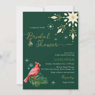 Floral Christmas Winter Merry Little Bridal Shower Invitation