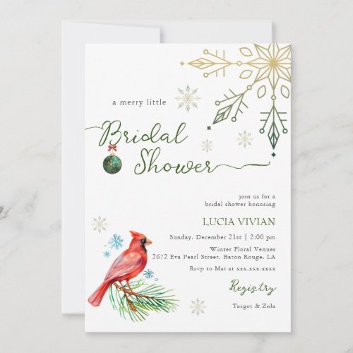 Floral Christmas Winter Merry Little Bridal Shower Invitation