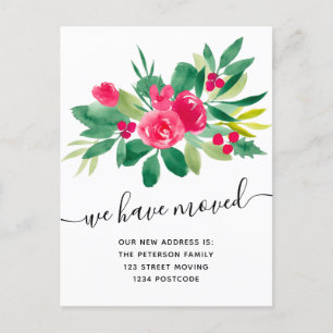 Floral Christmas winter moving announcement Postcard