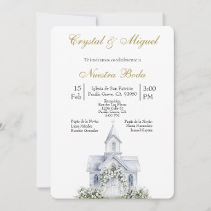Floral Church Spanish wedding Invitation
