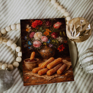 Floral Churros Still Life Art Postcard