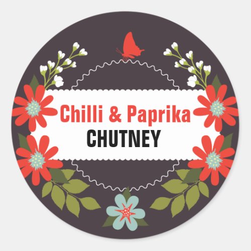 Floral Chutney Labels _ 3 inch or 15 inch