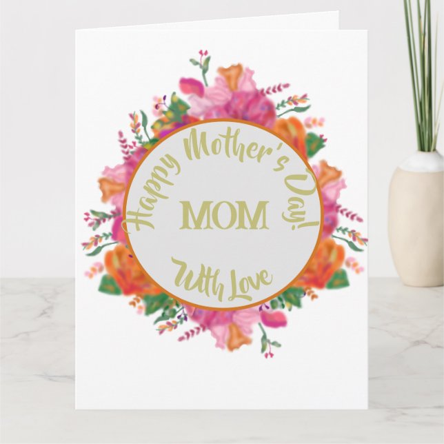 Floral Circle Banner Mother's Day  Card (Front)