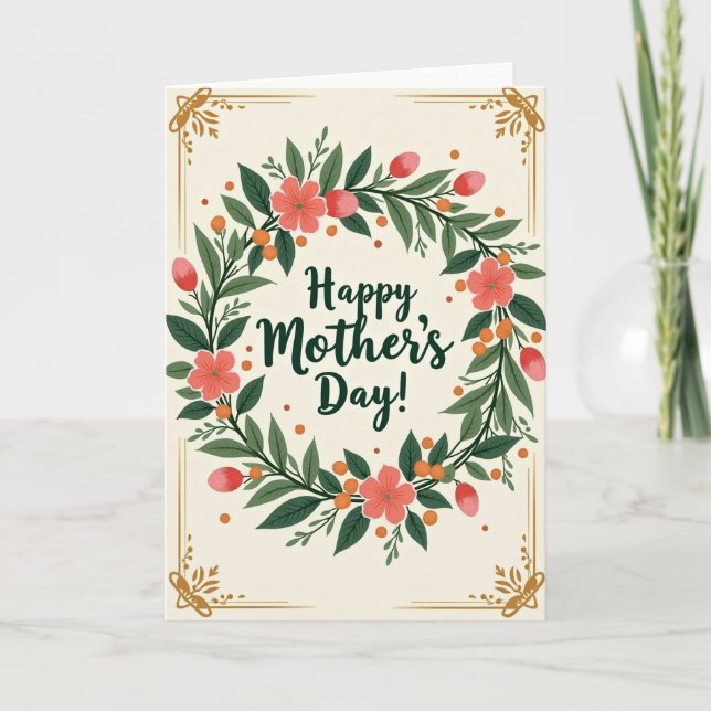 Floral Circle Mothers Day Card (Front)