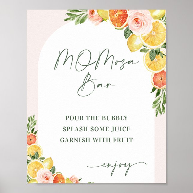 Floral Citrus Bridal Shower Mimosa sign (Front)