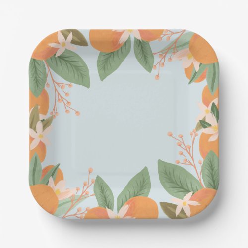 Floral Citrus Bridal Shower Paper Plates