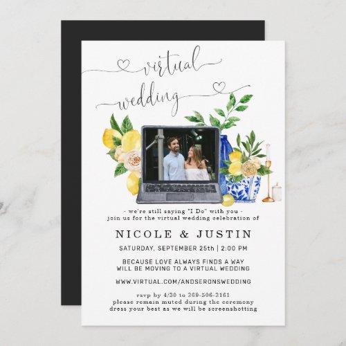 Floral Citrus Laptop  Virtual Wedding Invitation