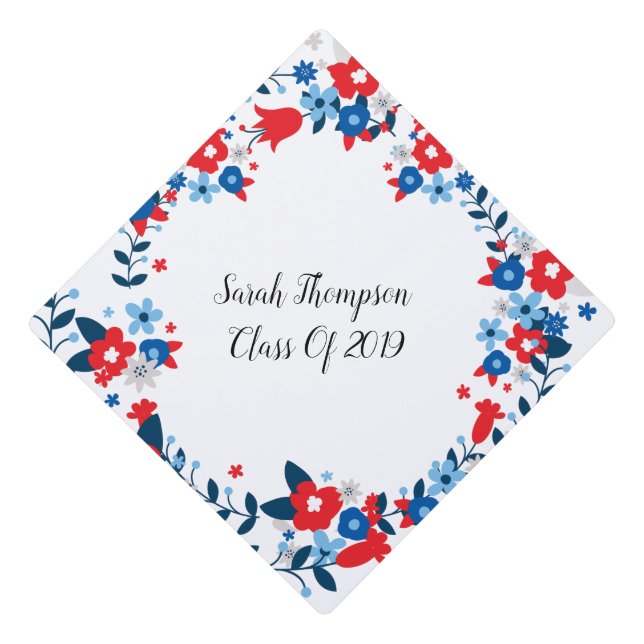 Floral Class of 2019 Graduation Cap Topper (Front)