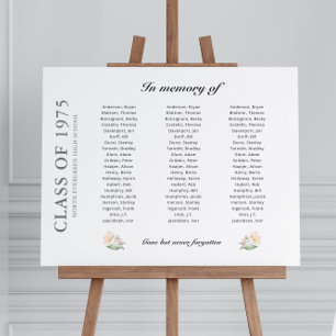 Floral Class Reunion Memorial Up to 60 Names Foam Board