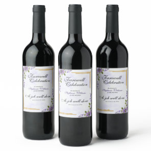 Floral Classic Elegant Women's Farewell Party  Wine Label