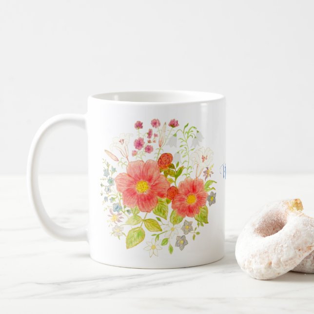 Floral Classic Mug With Text (With Donut)