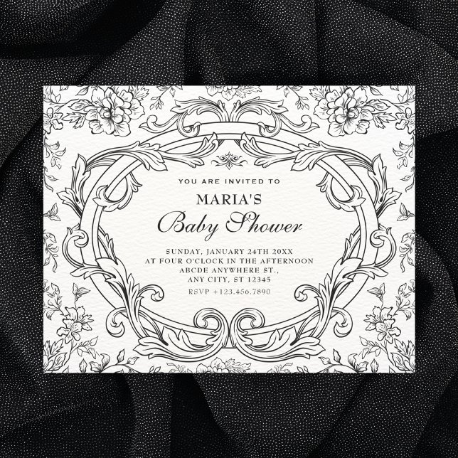 Floral classic vintage baby shower invitation (Creator Uploaded)